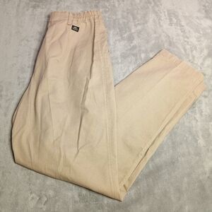 Vintage Lee Casual Womens Pants 14L Khaki Straight Stretch Pleated Office Casual